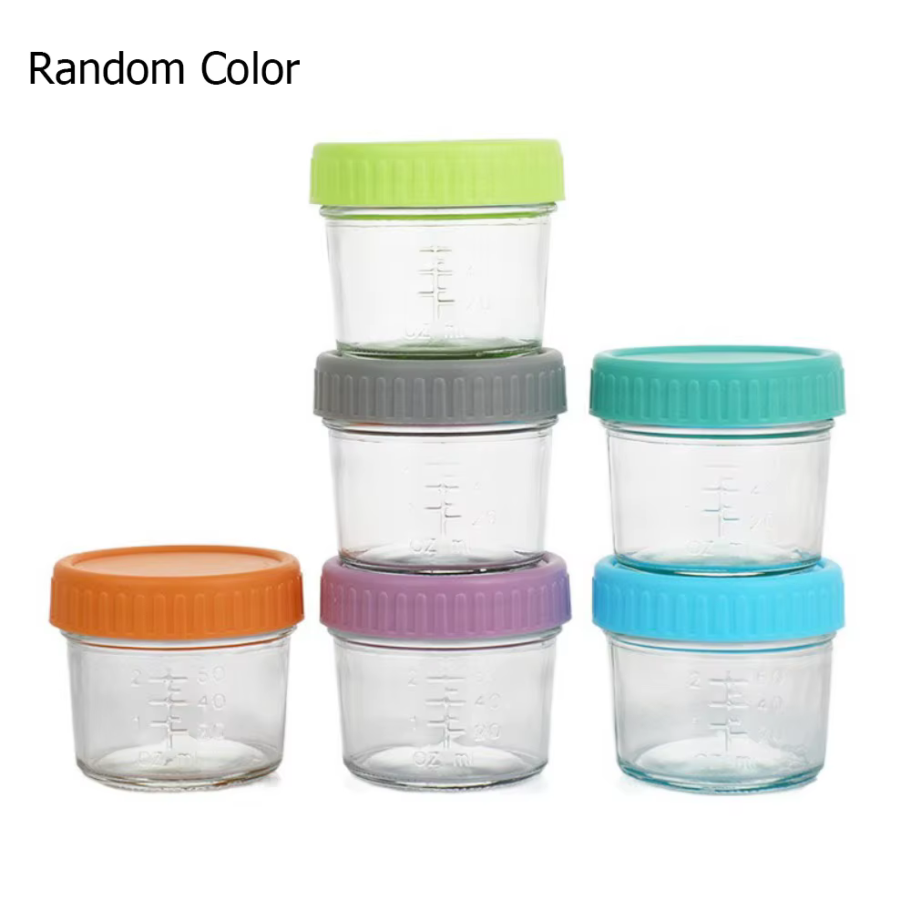Pot Mason en verre pour aliments pour bébés, 6 pièces, réutilisable avec échelle, tasse à Sauce à tr