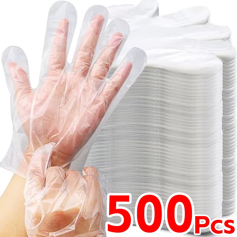 Gants jetables en plastique Transparent de qualité alimentaire, 500/100 pièces, pour Restaurant, pou