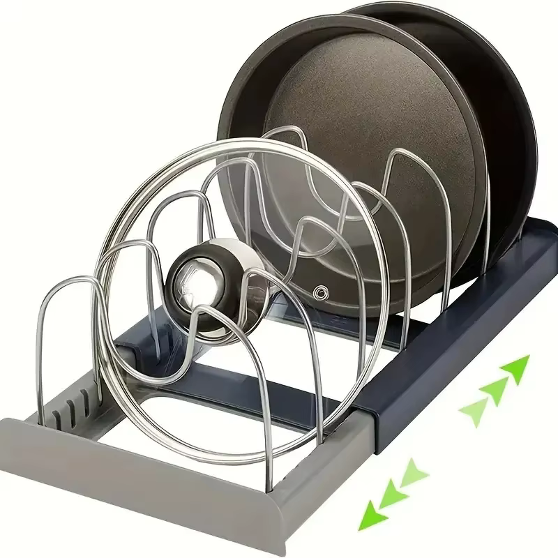 Rangement extensible en acier inoxydable T1, support d'armoire de cuisine pour casserole, couvercle 