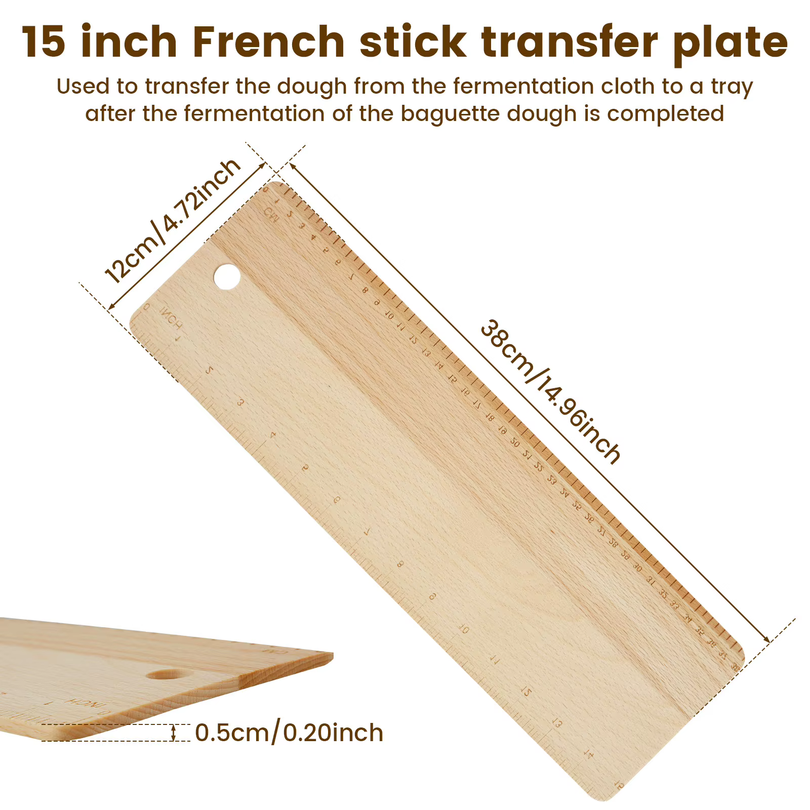 Peau de transfert de pain de 13/15 pouces, planche à retournement de pain français, plateau de servi