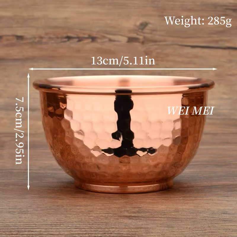Bol à salade en cuivre pur, 13 cm, texture martelée artisanale, bol à soupe pour pique-nique en plei