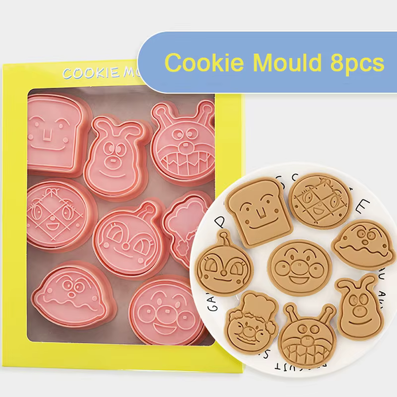 Anpanman-Moules à strass en plastique, ensemble de 8 pièces, outils de cuisson, décoration de pâtiss