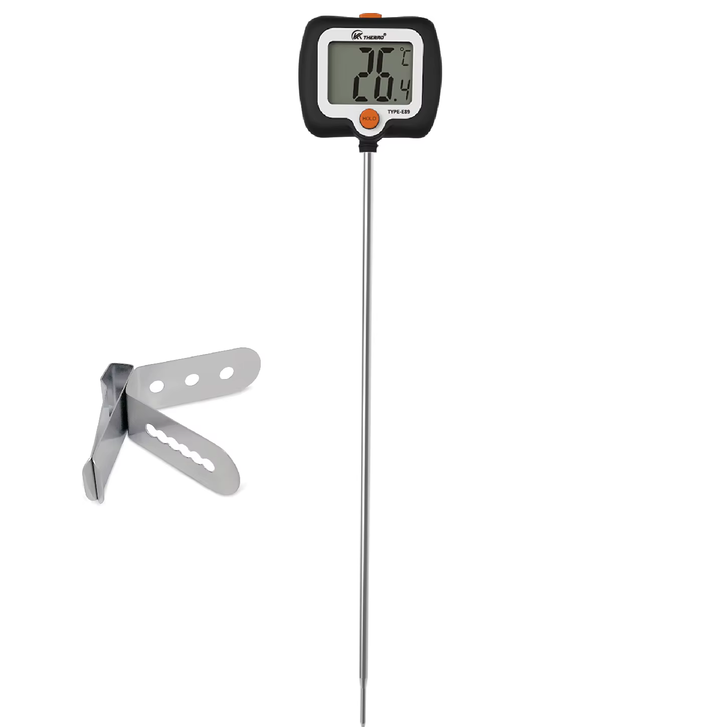 Thermomètre numérique pour bonbons avec sonde et pince en acier inoxydable pour la cuisson du sucre,