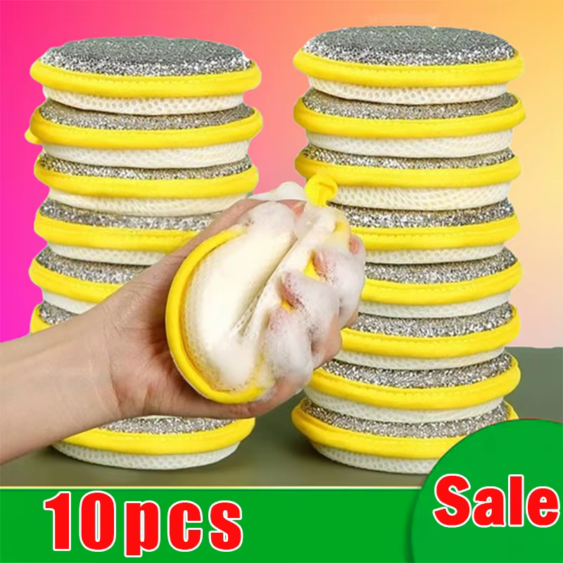 Éponge à vaisselle Double face, brosse de lavage de la vaisselle, casserole, Pot, éponges de lavage 