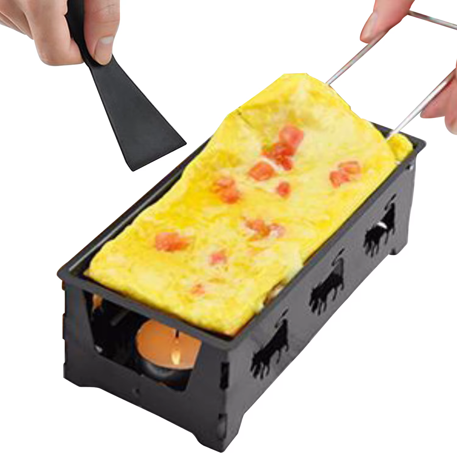Ensemble de gril à Raclette antiadhésif, poêle à fondre le fromage avec spatule, manche en bois plia