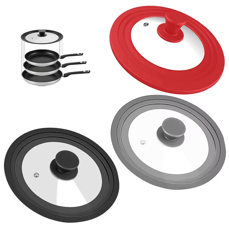 Couvercle universel pour casseroles et poêles Couvercle de casserole avec bord en silicone résistant