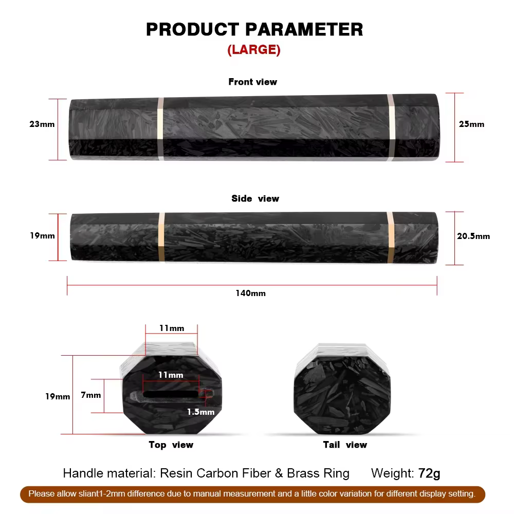 Manche de couteau de cuisine octogonal en résine noire et fibre de carbone, manche de couteau de che