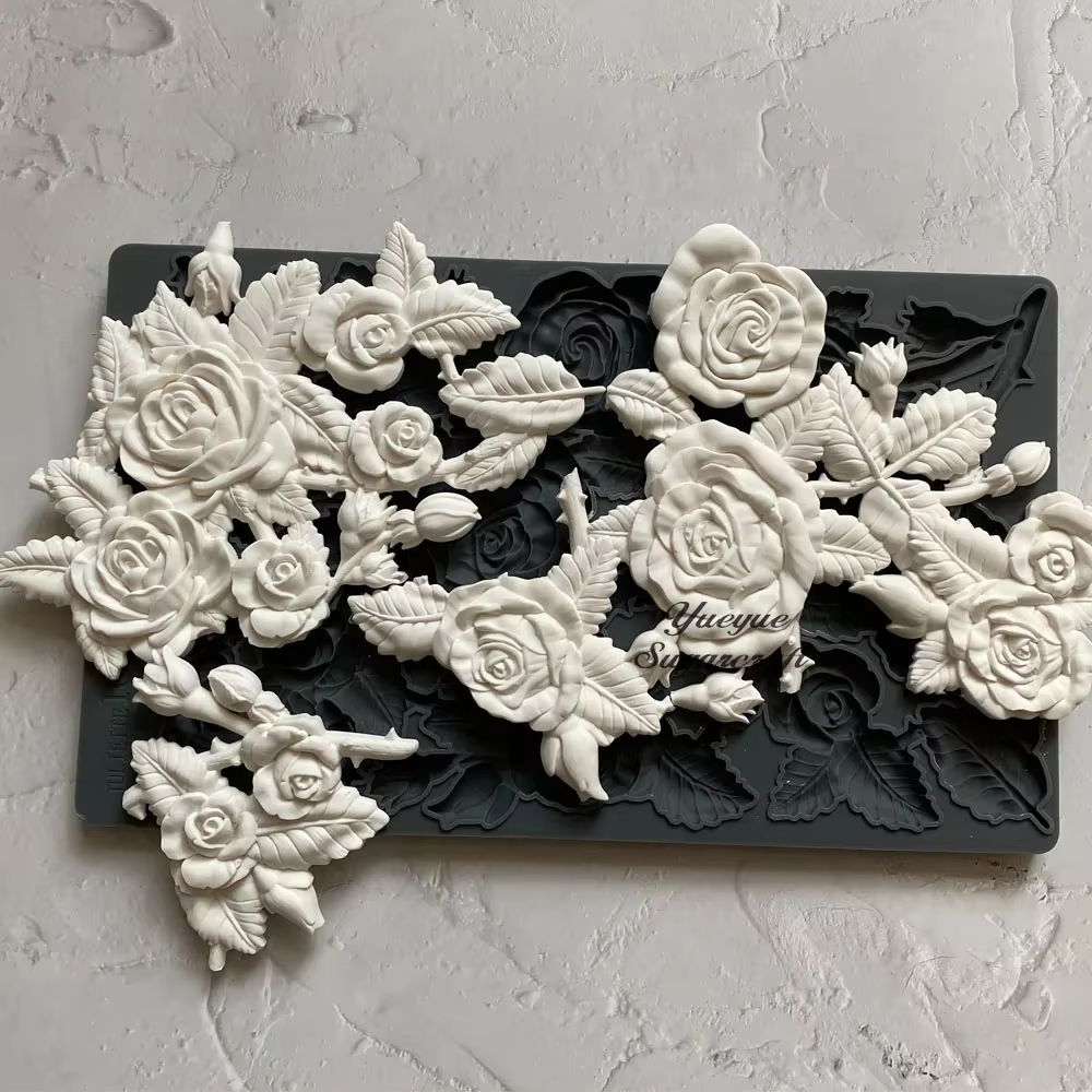 Moule en Silicone fleur de Rose, moule en résine, moule à gâteau en silicone