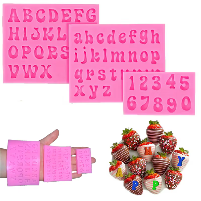 Moules à Fondant en Silicone avec lettres et chiffres 3D, moules à gâteaux au chocolat, décoration d