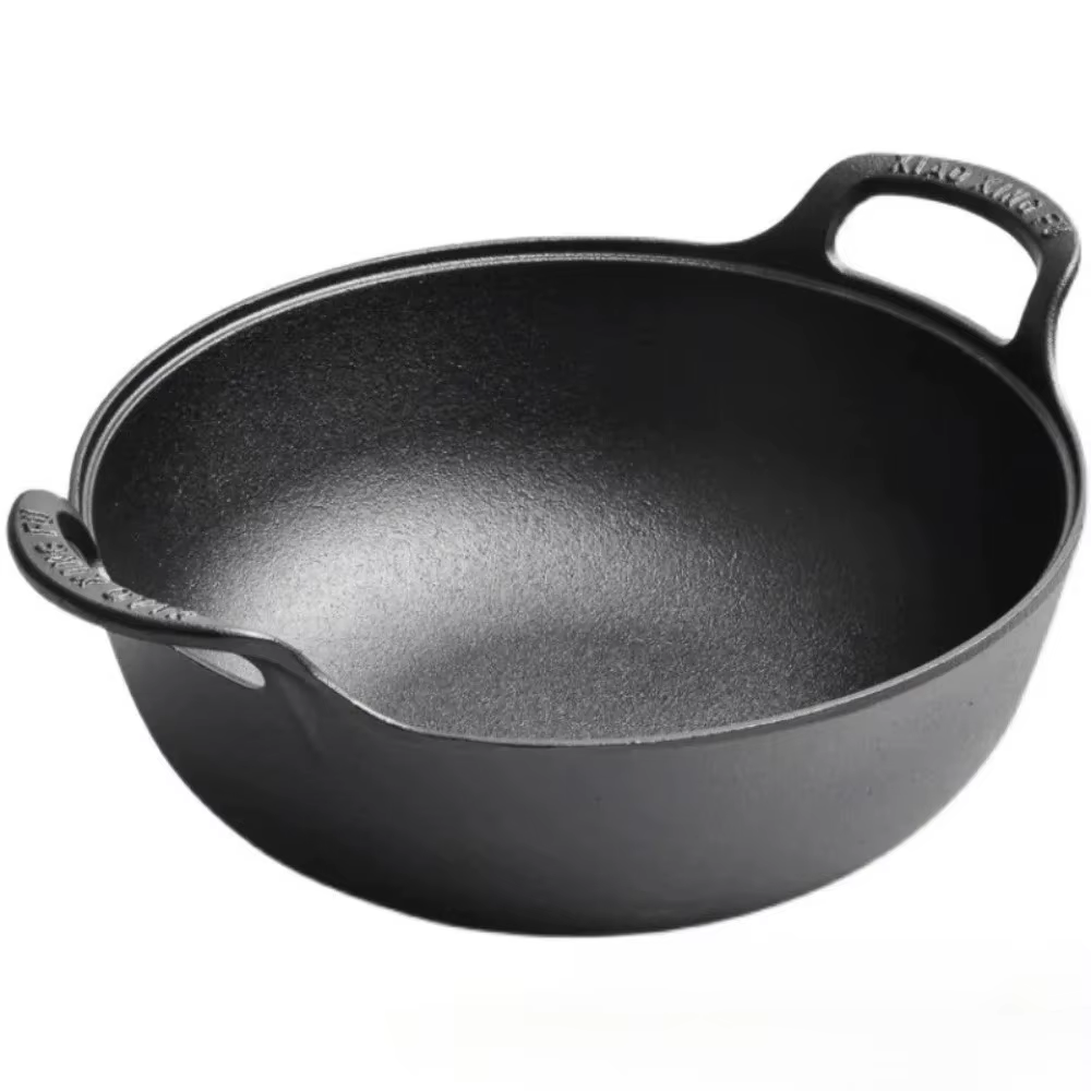 Poêle en fonte avec poignées, Wok à griller Durable, marmite antiadhésive pour la maison et l'extéri