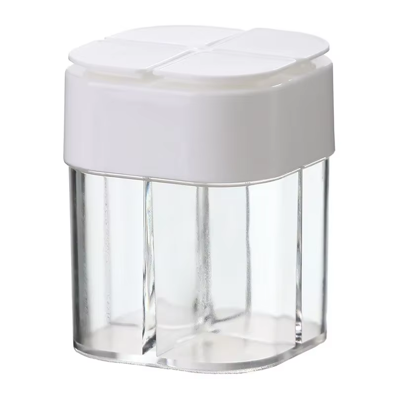 Pot à épices de camping 4-en-1 avec couvercle, distributeur transparent à 4 compartiments pour la cu