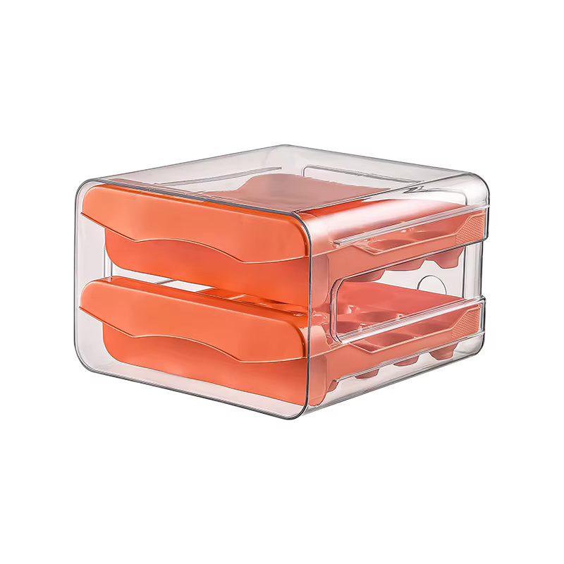 Boîte de rangement pour œufs 1 pièce, en plastique, type tiroir à 2 niveaux, grande capacité, pour r