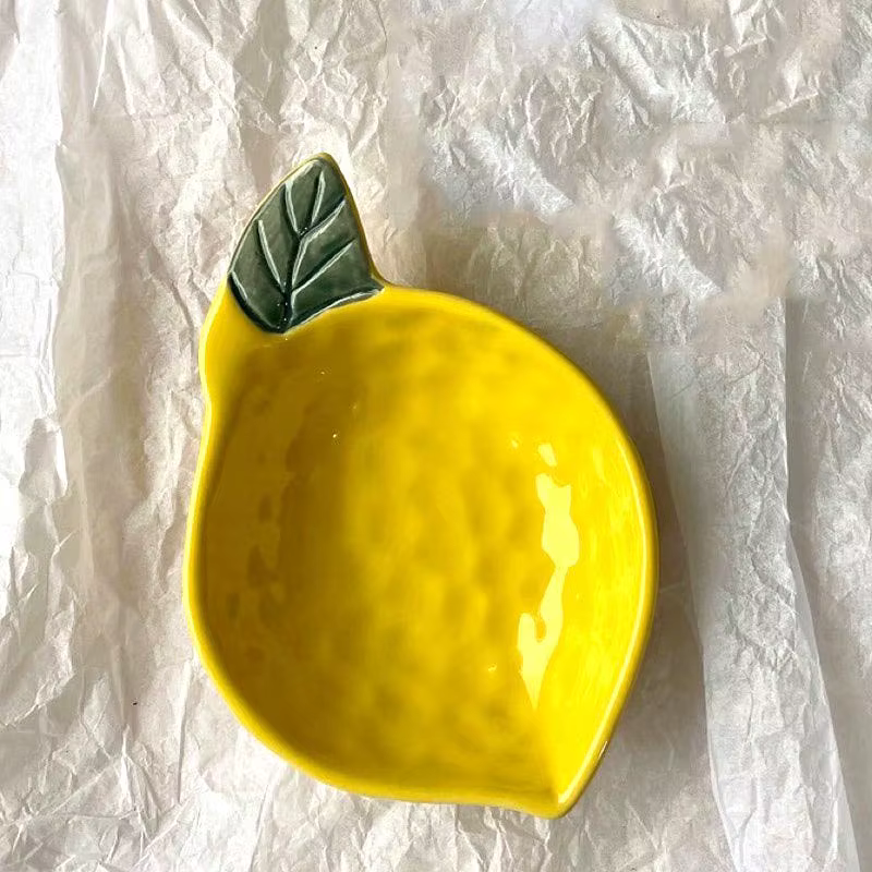 Pio d'assaisonnement en céramique en forme de fruit, plat d'assaisonnement de citron orange, plats c