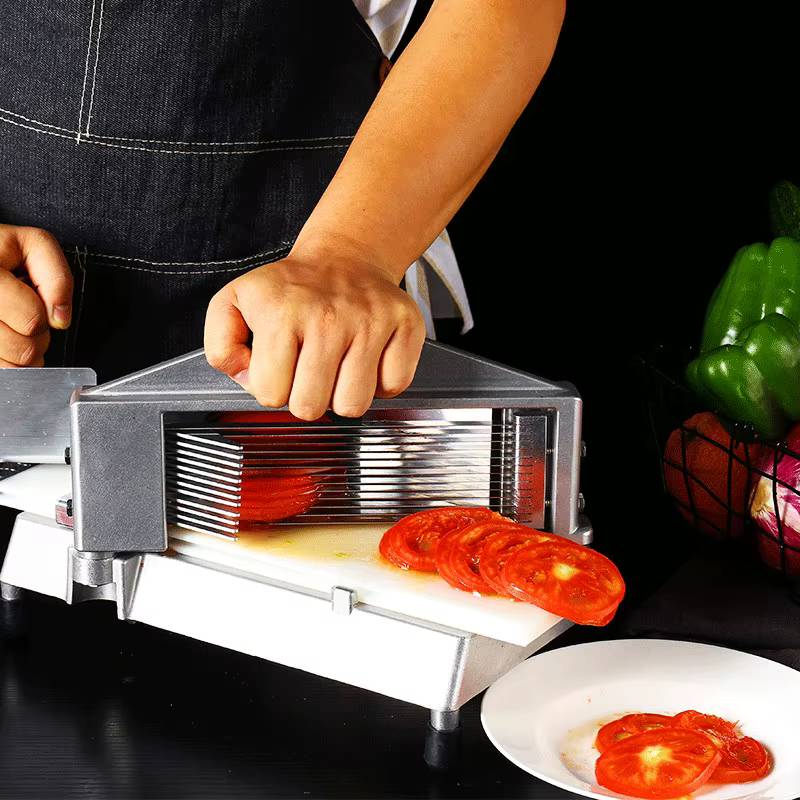 Coupe-tomate en alliage d'acier, trancheur de tomates de cuisine