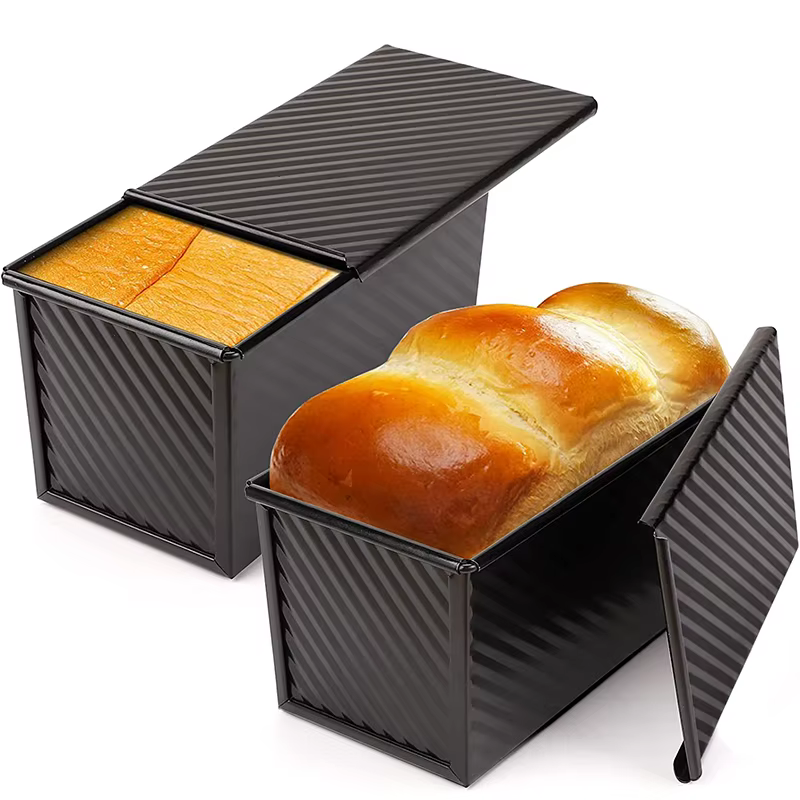 LMETJMA Pot à pain Pullman avec couvercle 1 lb poêle à pain antiadhésive en acier au carbone rectang