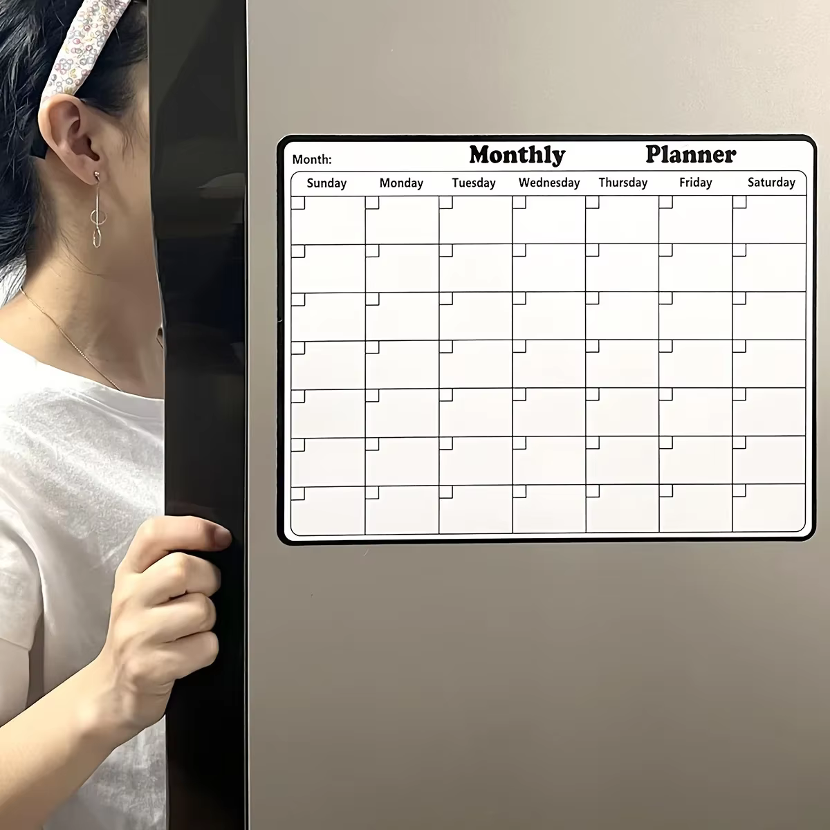 Réfrigérateur magnétique effaçable à sec calendrier planificateur mensuel tableau blanc enregistreme