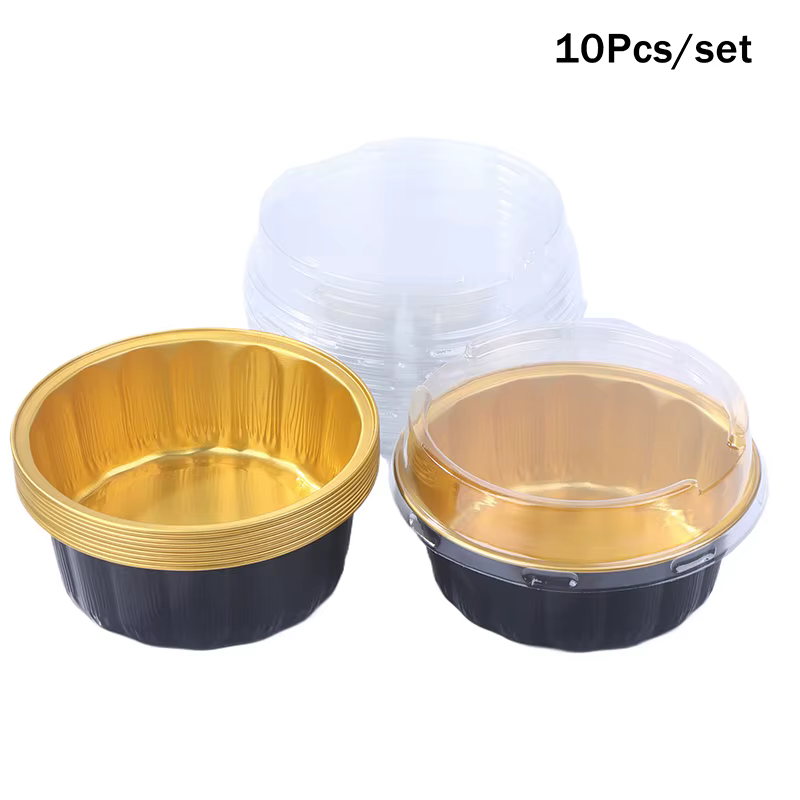 Récipient à gâteaux en aluminium de 250ml, avec couvercle, tasse de cuisson résistante à la chaleur,