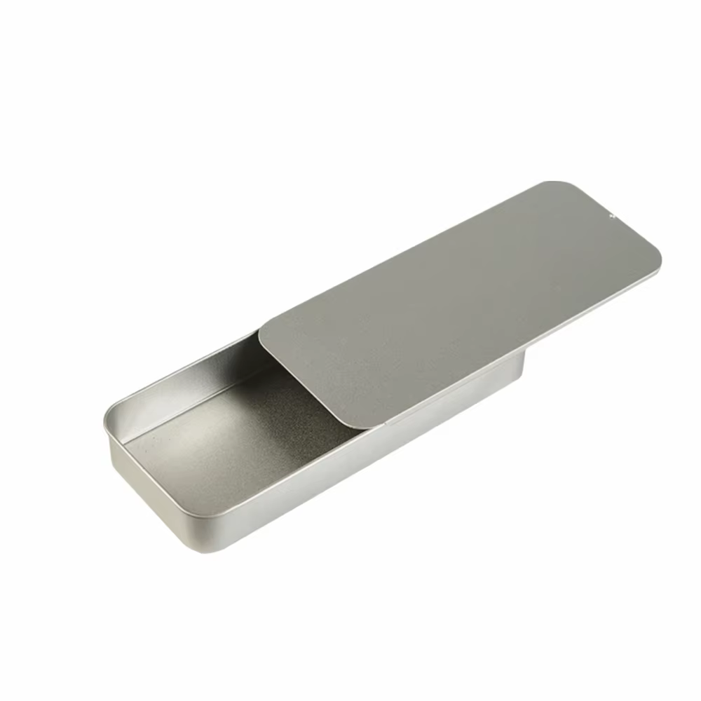 Boîte en fer à couvercle coulissant multi-tailles, petite boîte rectangulaire en métal à ouverture p