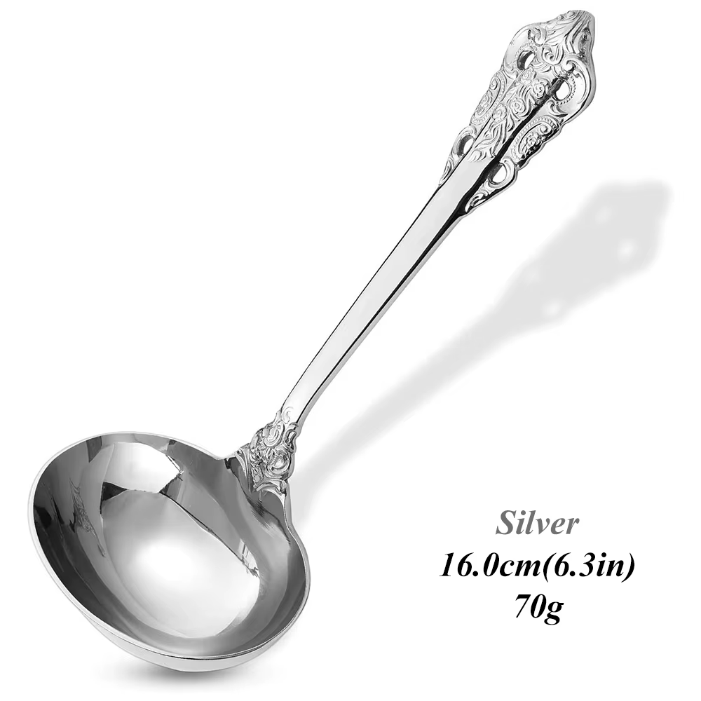 Louche à sauce en acier inoxydable 5/6, louche à soupe, cuillère à remuer, or miroir, magnifique, 18