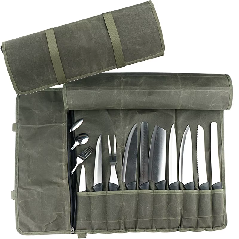 Sac en rouleau de couteaux de chef de cuisine durable, portable, voyage, travail, cuisine, tranchage