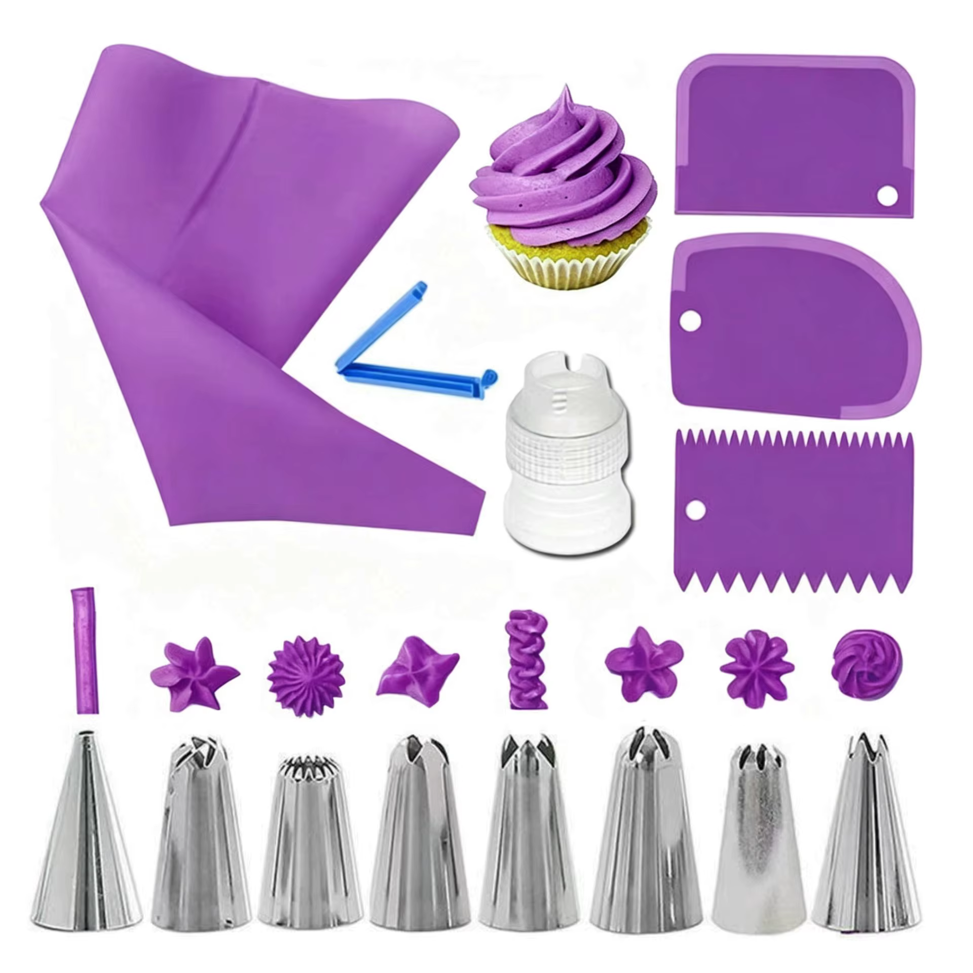 Sacs à pâtisserie violets en Silicone, 8/14/50 pièces, pointes de cuisine, bricolage, passepoil de g
