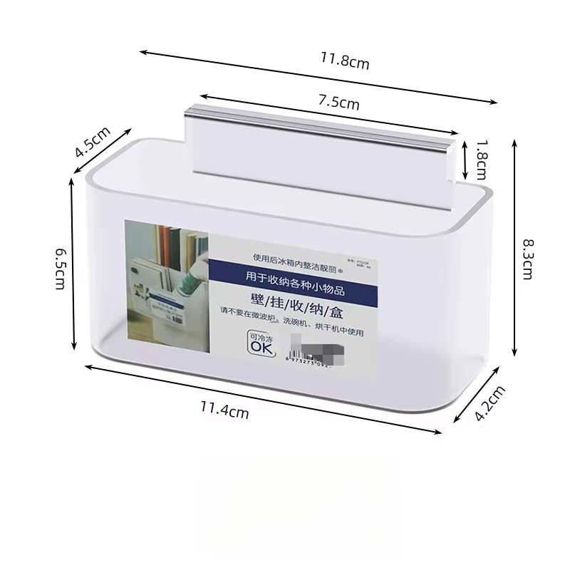 Conteneur de rangement pour réfrigérateur avec clip, organisateur de réfrigérateur en plastique tran