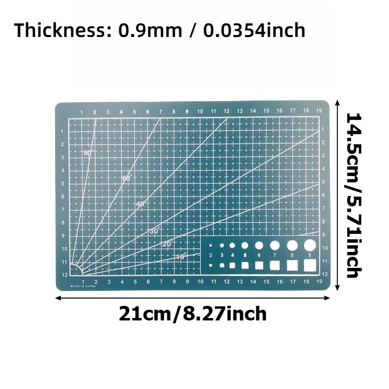 Tapis de découpe A3 A4 A5 durable avec lignes quadrillées, marques d'angle et gabarits pour la modél