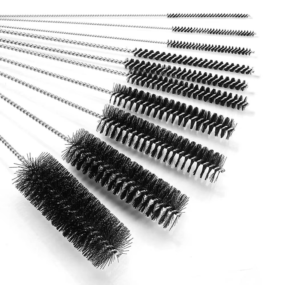 Ensemble de 10 brosses de nettoyage, brosse à tuyau en nylon en acier inoxydable détaillée polyvalen