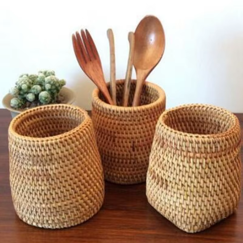 Organisateur de baguettes en rotin pour la maison, pelle, cuillères, couteaux à dîner, fourchettes, 