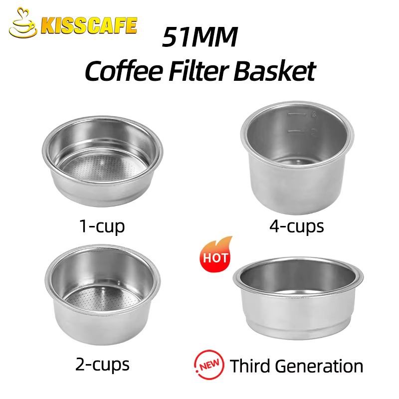 Panier de filtre à café de remplacement en acier inoxydable, 51MM, pour Delonghi, porte-filtre sans 