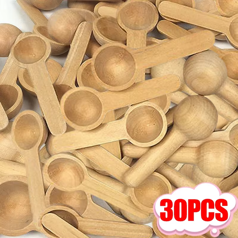 Mini cuillères en bois assaisonnement miel café cuisson grains de café sel pots à épices cuillères à