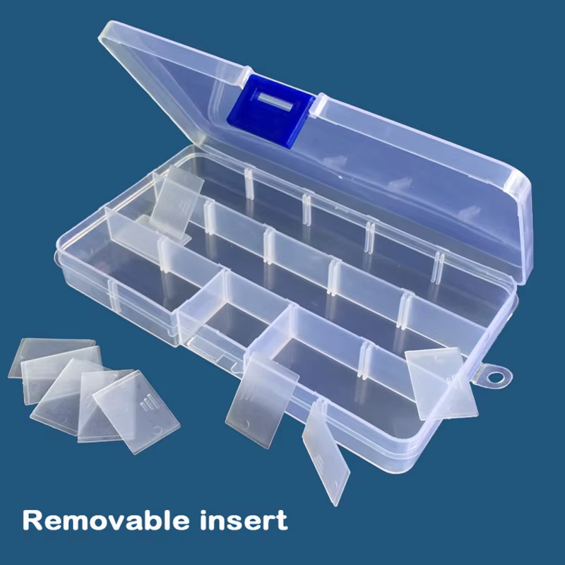 rangement organisation Boîte de rangement en plastique Transparent à 15 grilles, compartiment organi