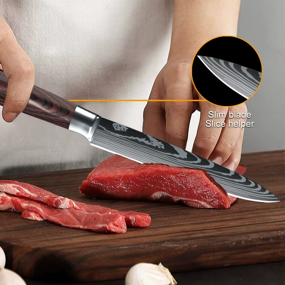 MDHAND 6 Styles couteaux de Chef de cuisine en acier inoxydable à haute teneur en carbone couteau à 