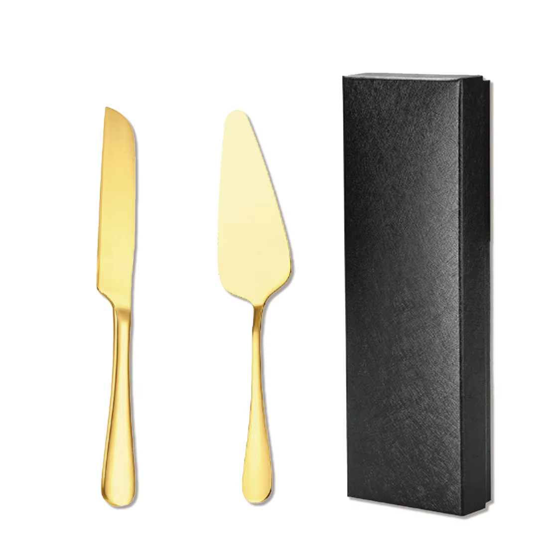 Ensemble de couteaux à gâteau gravés personnalisés en or, motif cœur, acier inoxydable, ustensiles d