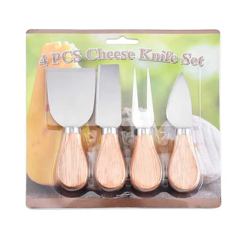 Ensemble de couteaux à fromage en acier inoxydable, manche en bois, coupe-beurre, spatule à crème, c