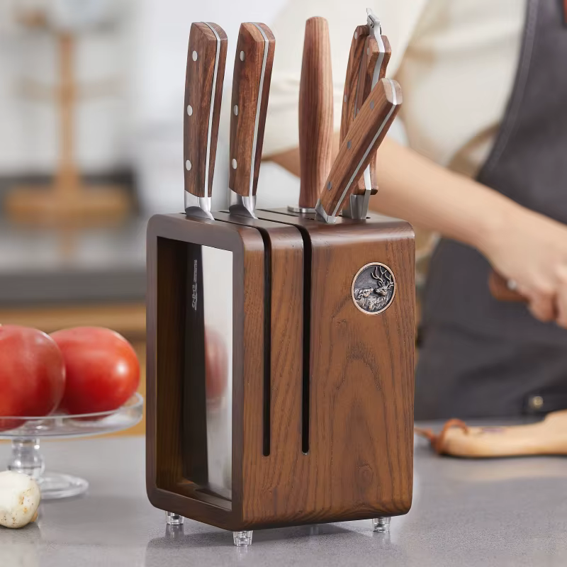 Support de rangement pour couteaux en bois massif, comptoir de cuisine, base de couteau domestique, 
