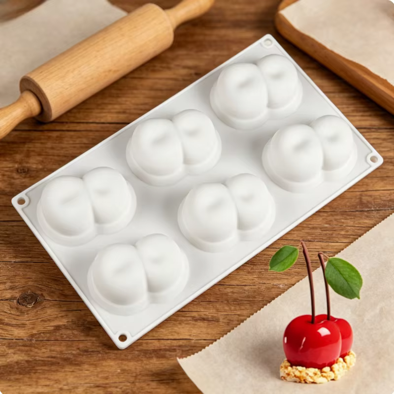Moule à gâteau en silicone cerise, 6 trous, antiadhésif, pour gâteaux au chocolat, outil créatif pou