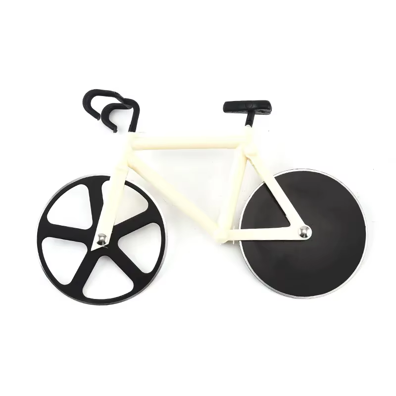 Couteau à pizza en acier inoxydable en forme de vélo à deux roues, outil de coupe de pizza, vélo ron