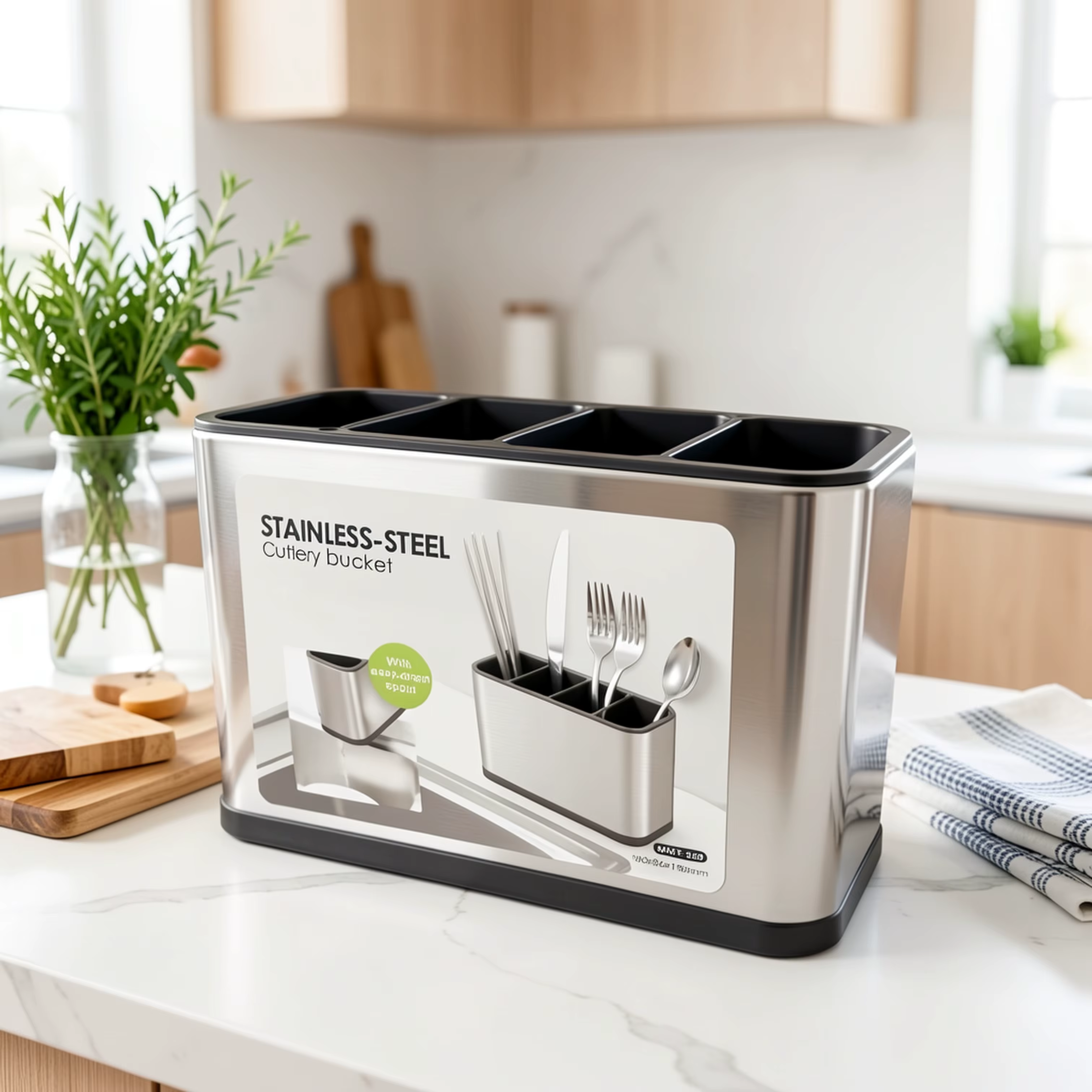 1pc Organisateur d'ustensiles de cuisine, égouttoir multifonctionnel pour cuillères, couteaux, fourc