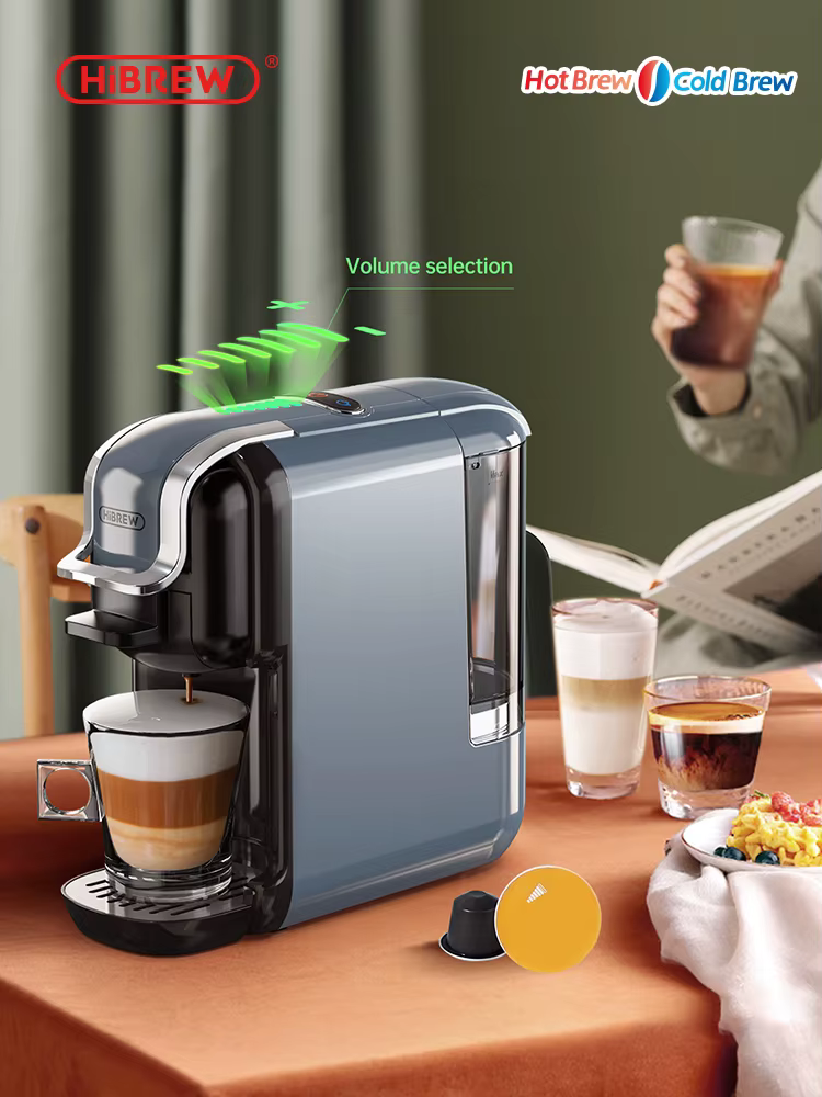 HiBREW Machine à café à capsules multiples, chaud/froid Dolce Gusto lait Nespresso Capsule ESE Pod c
