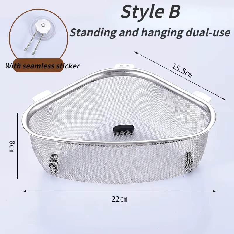 Panier de vidange d'évier de cuisine en acier inoxydable, Triangle pour aliments et légumes, filtre 