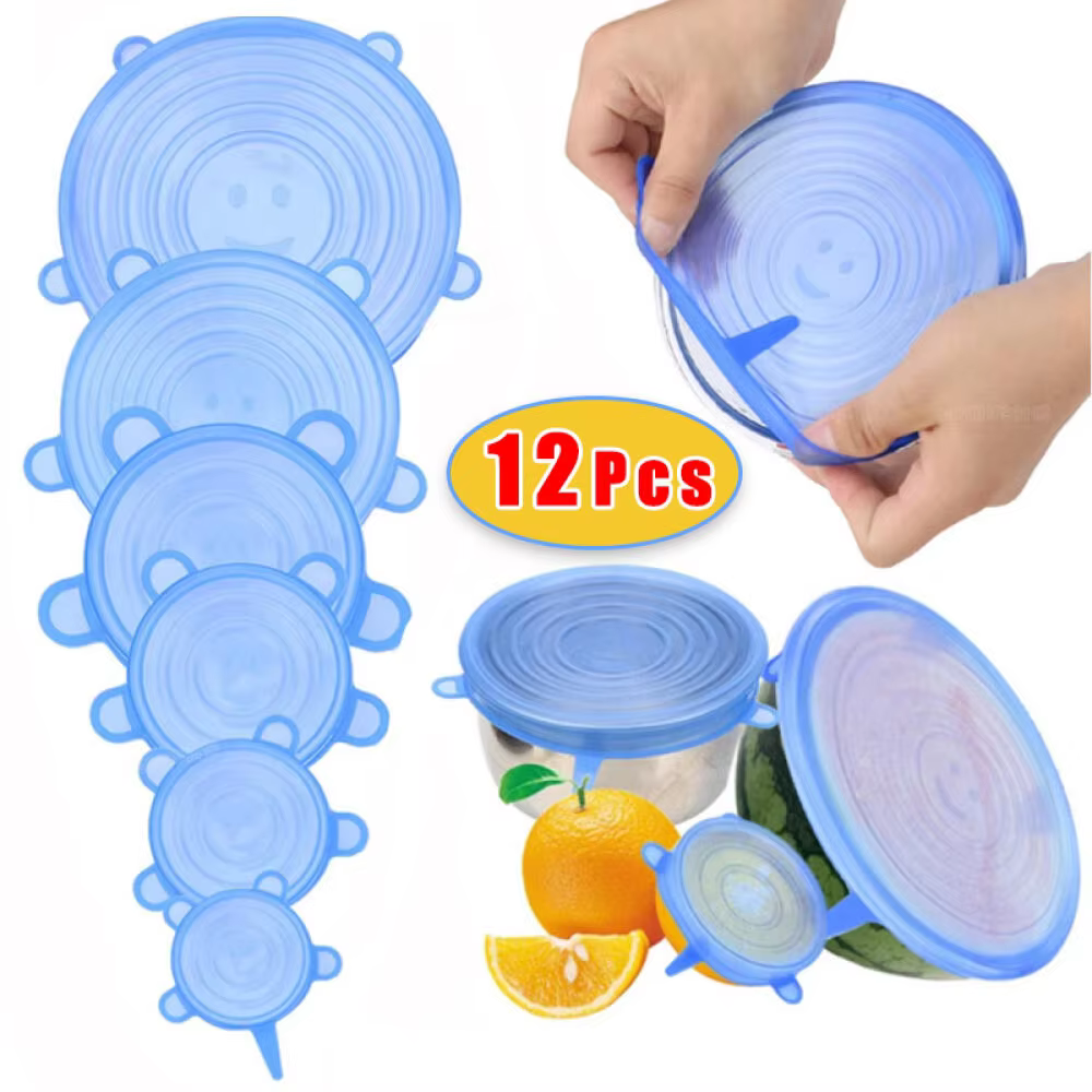 Couvercles extensibles en Silicone, 6/12 pièces, couvercle de joint alimentaire réutilisable pour Po