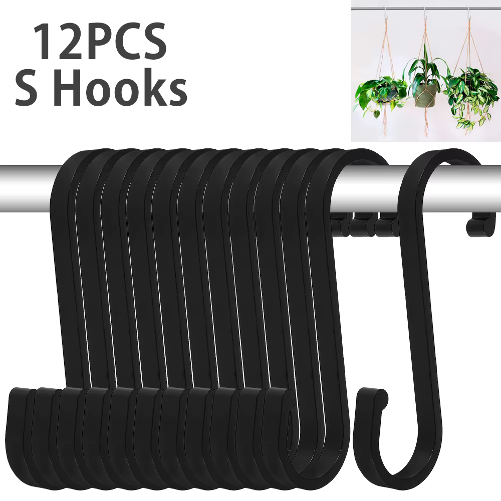 12 pièces crochets en forme de S en métal crochets plats robustes en acier inoxydable 304 cintres en