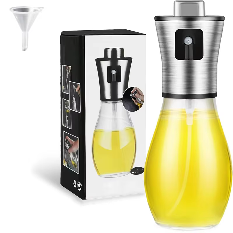 Pulvérisateur d'huile d'olive pour la cuisson, verre de 200ml, huile végétale avec entonnoir, cuisso