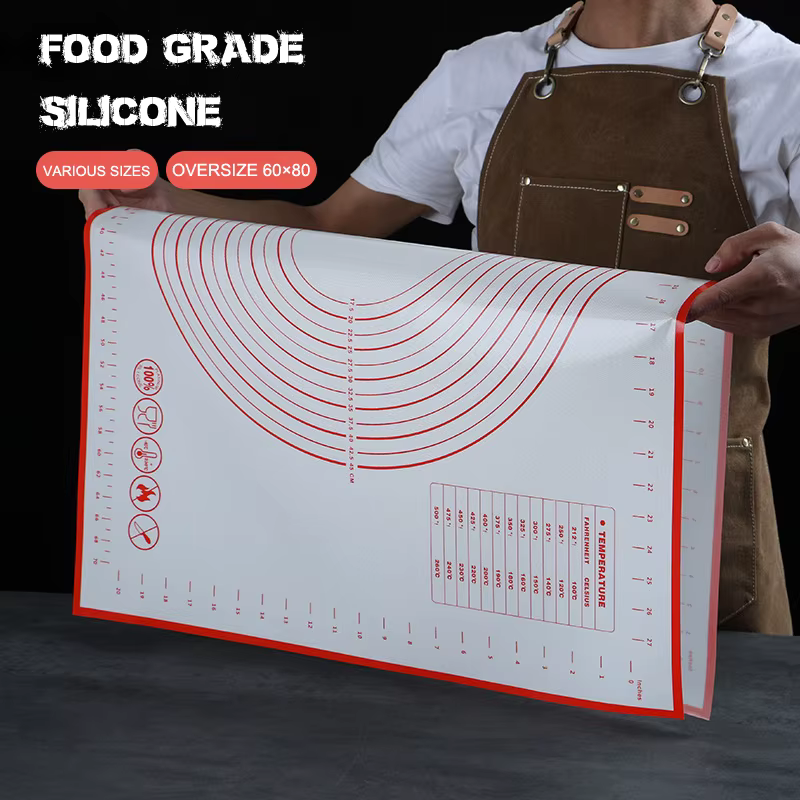 Tapis de cuisson en Silicone surdimensionné 80/70/60cm, tapis de pâtisserie roulant, pétrissage, crê