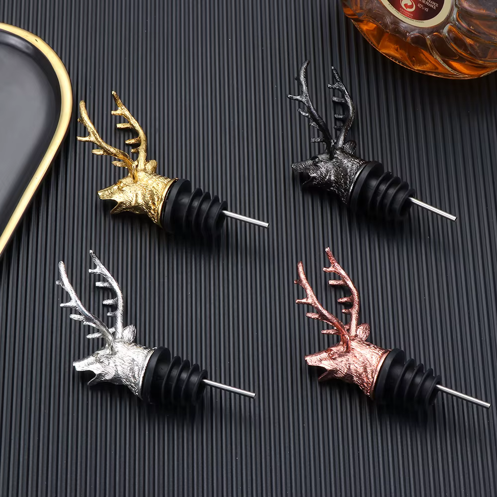 Bouchons de bouteille verseur de vin tête de cerf, outils de Bar en alliage de Zinc, boissons de fêt