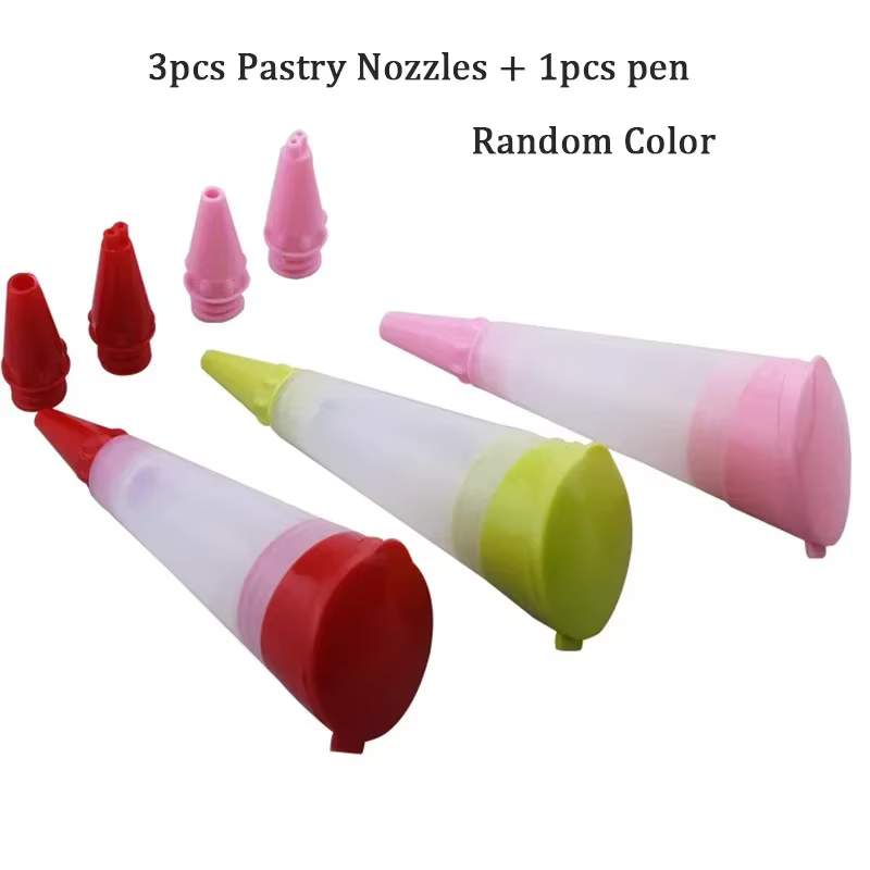 Stylo d'écriture alimentaire en Silicone, buse en plastique pour pâtisserie, outils de décoration de