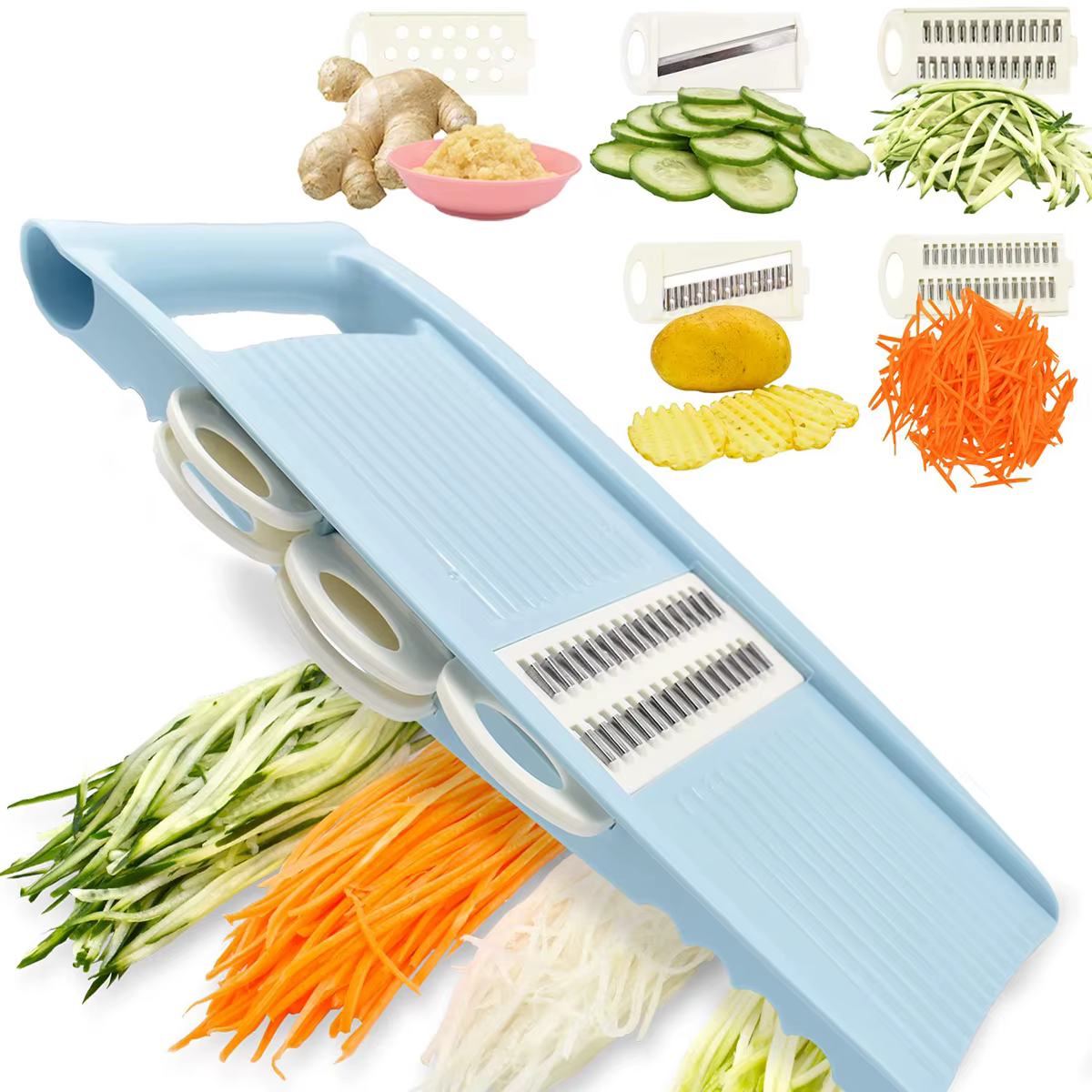 Trancheuse Mandoline 5 en 1 pour trancheuse de légumes de cuisine, trancheuse de pommes de terre à p