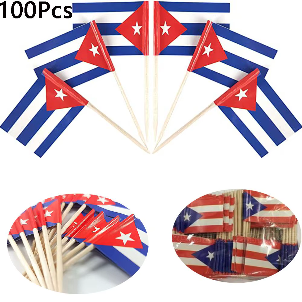 Ornement de Cocktail, décorations de desserts, fournitures de réception de mariage, drapeaux cubains
