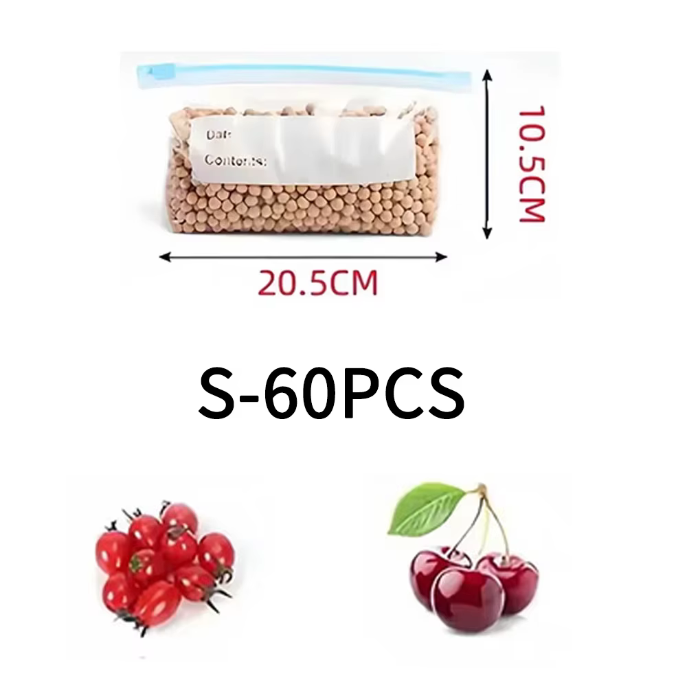 45 sacs de conservation alimentaire réutilisables, étanches, à fermeture éclair, pour réfrigérateur,